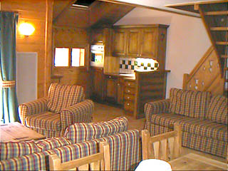 Kitchen area of self catered rental apartment Eskimo 13, Meribel Village